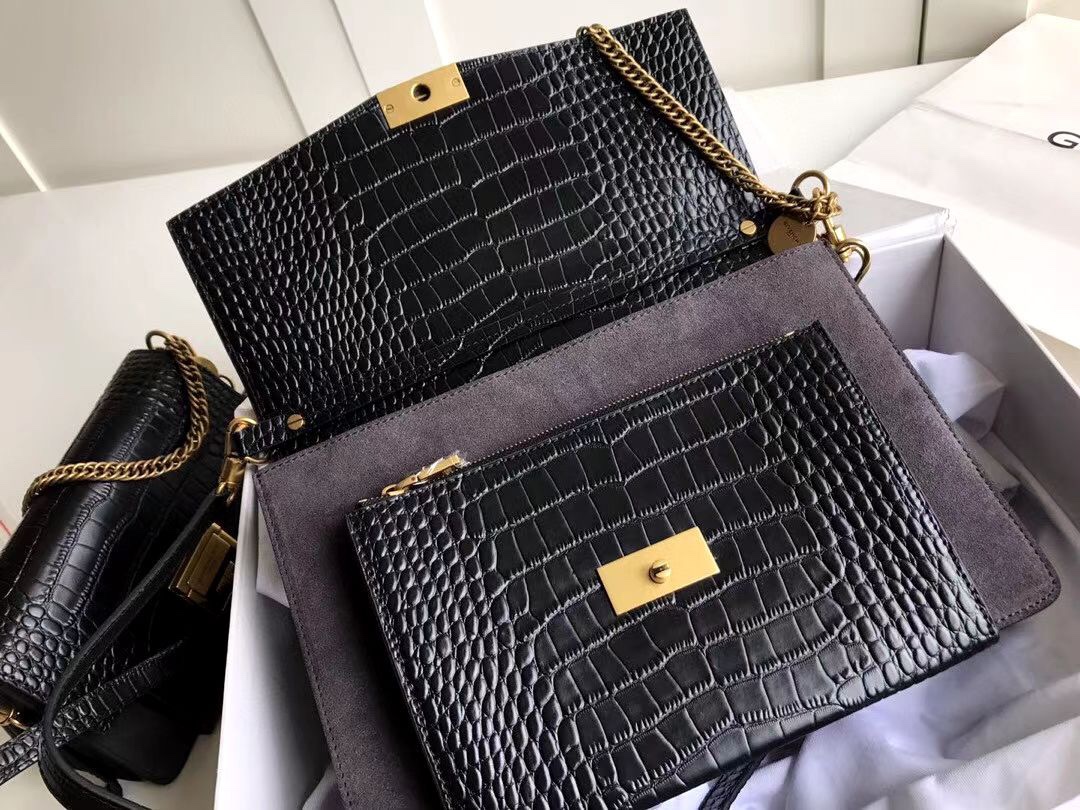 纪梵希GV3牛皮鳄鱼纹拼中号size:28.5x18x8cmGivenchyBag法国代购级别巴黎走秀新