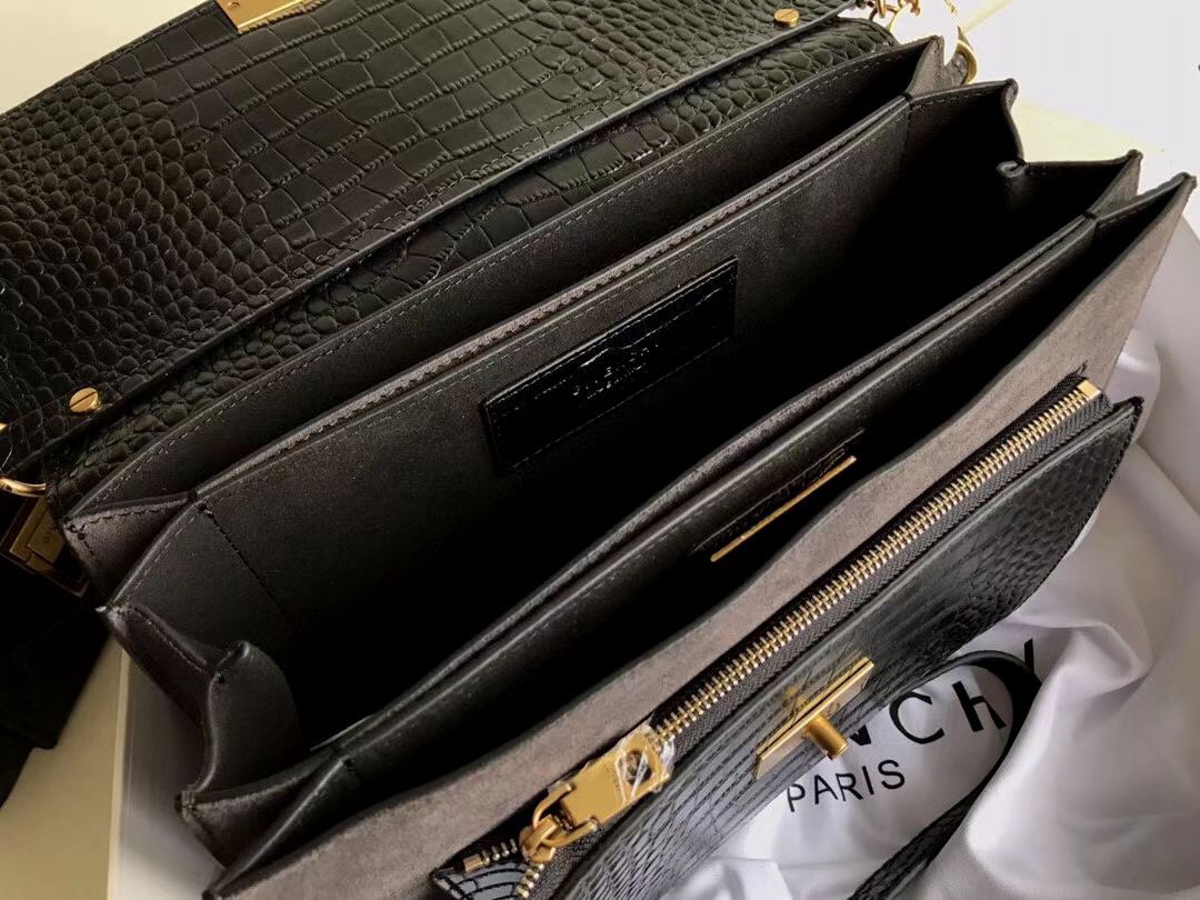 纪梵希GV3牛皮鳄鱼纹拼中号size:28.5x18x8cmGivenchyBag法国代购级别巴黎走秀新