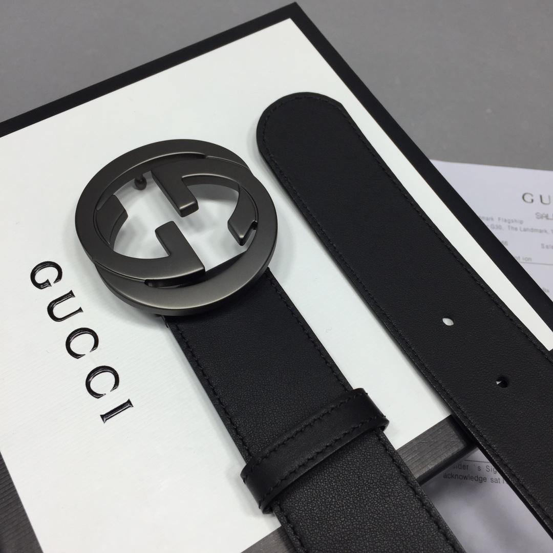 配全套包装礼盒GUCCI修长真皮腰带