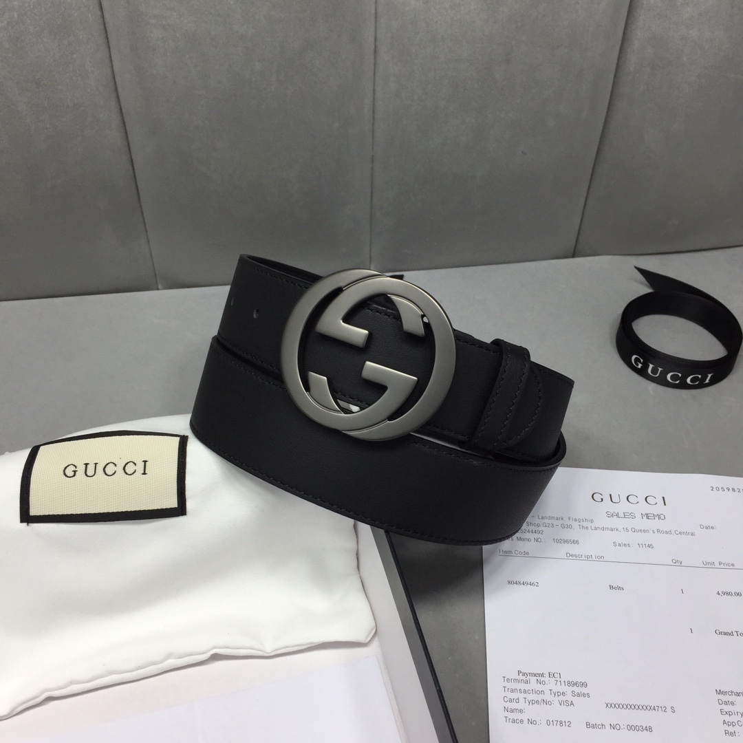 配全套包装礼盒GUCCI修长真皮腰带