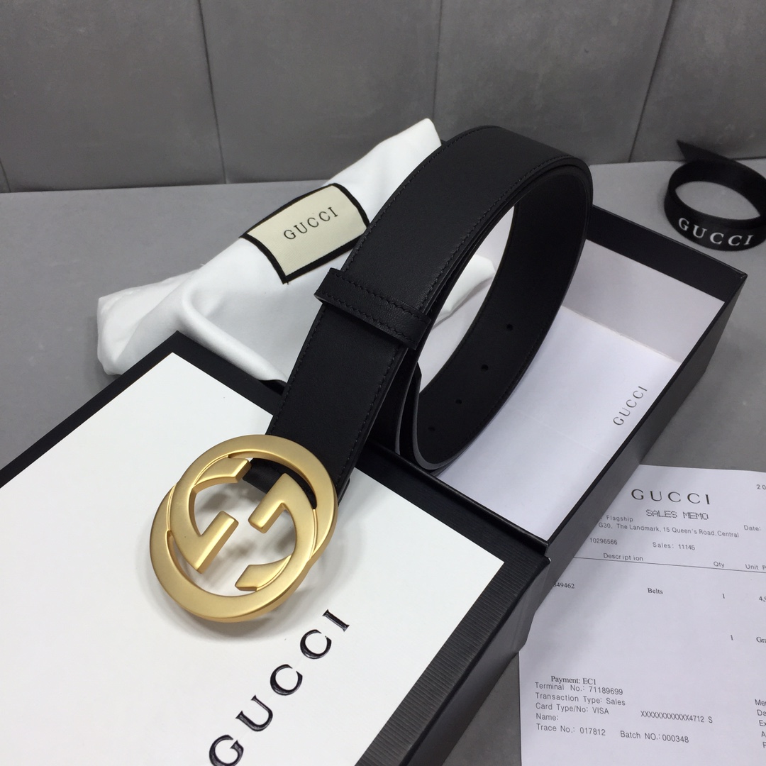 配全套包装礼盒GUCCI修长真皮腰带
