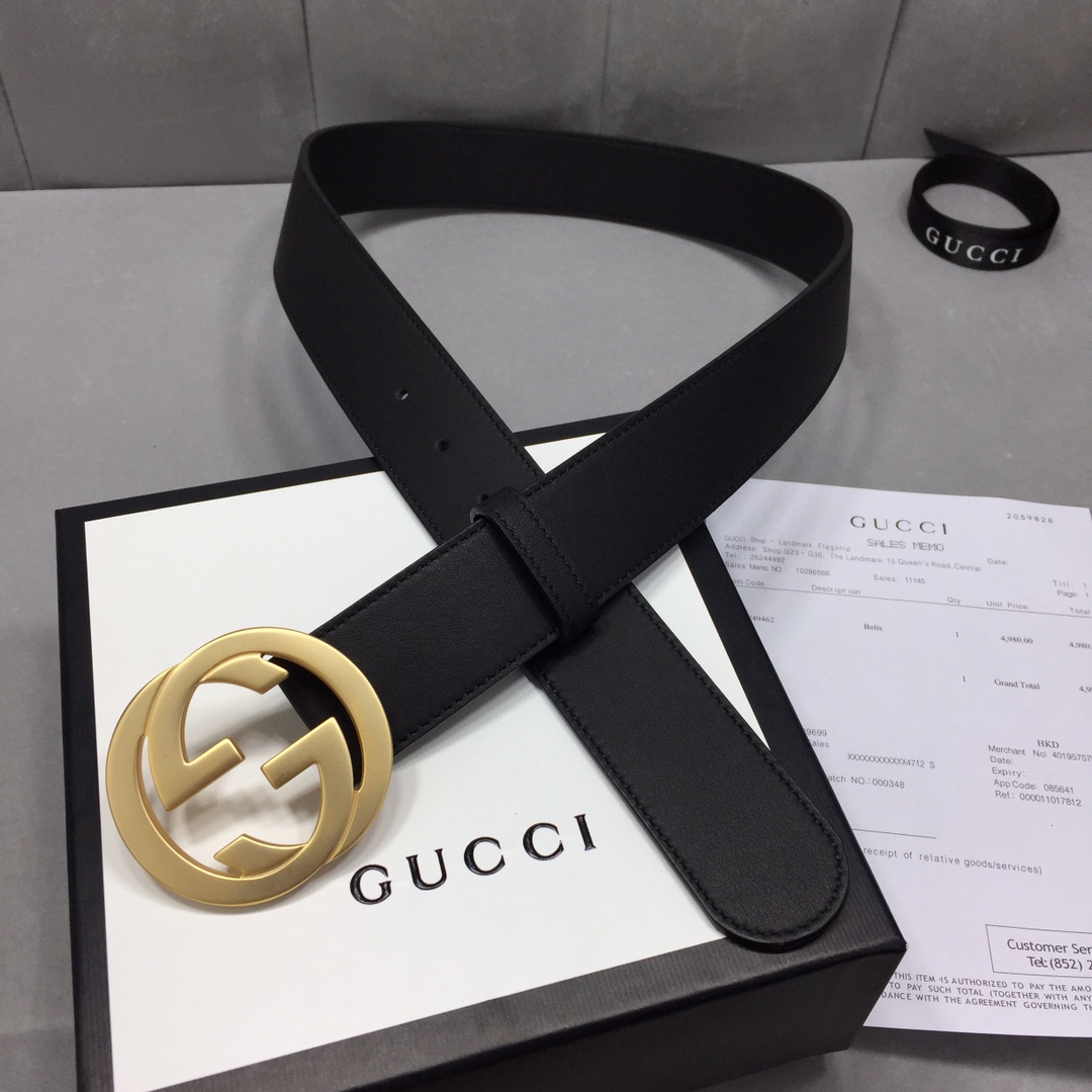 配全套包装礼盒GUCCI修长真皮腰带