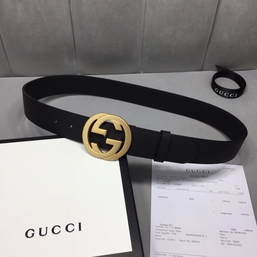 配全套包装礼盒GUCCI修长真皮腰带