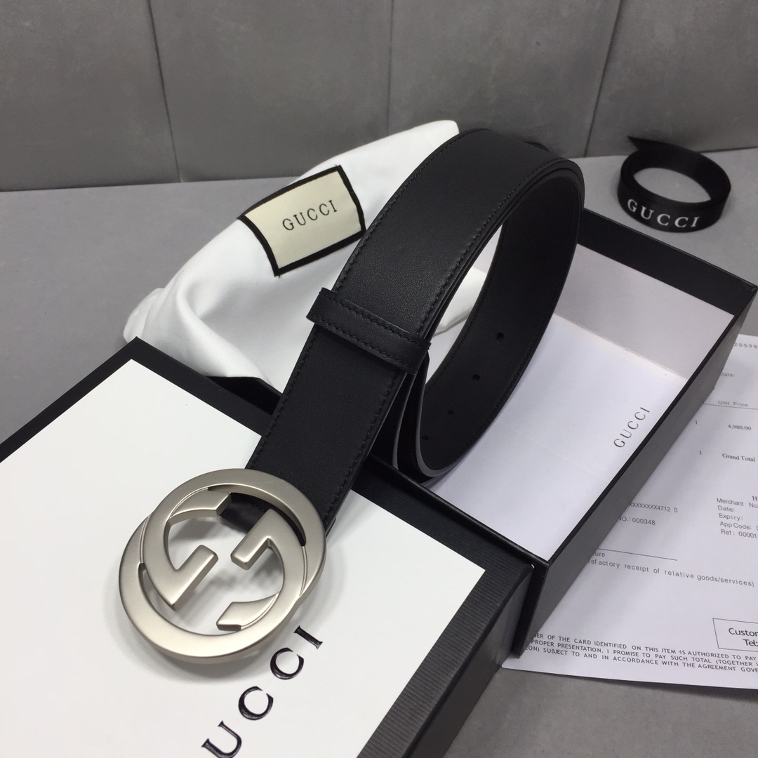 配全套包装礼盒GUCCI修长真皮腰带