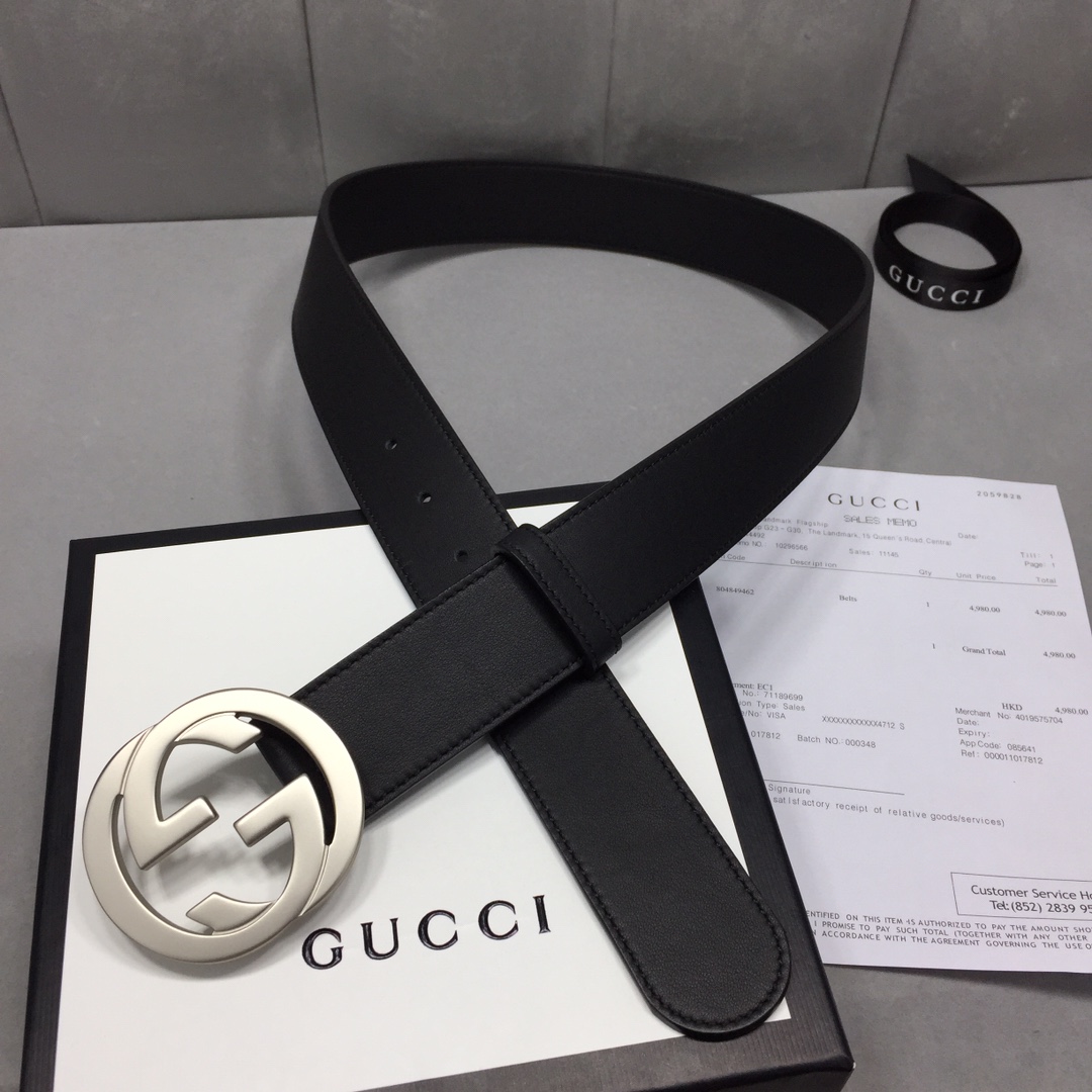 配全套包装礼盒GUCCI修长真皮腰带