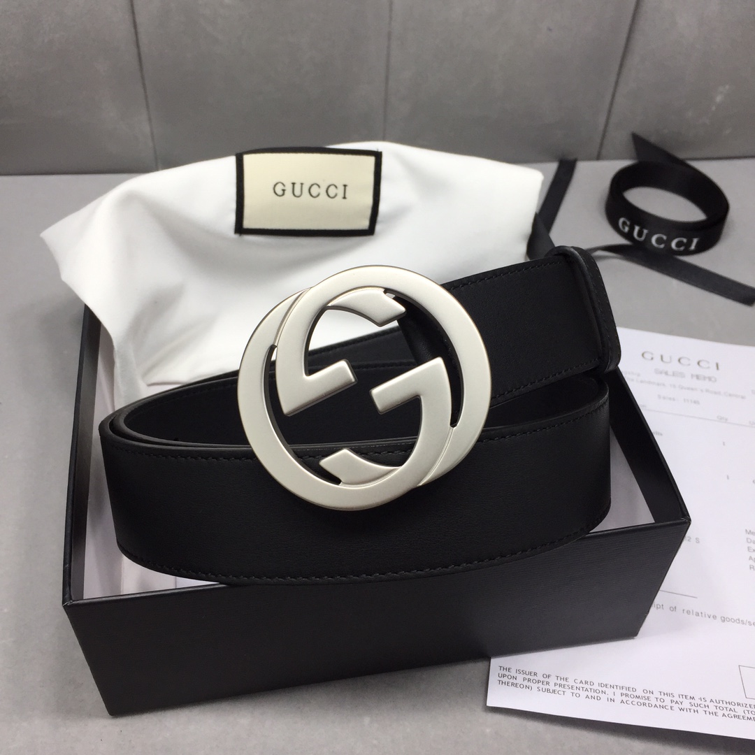 配全套包装礼盒GUCCI修长真皮腰带