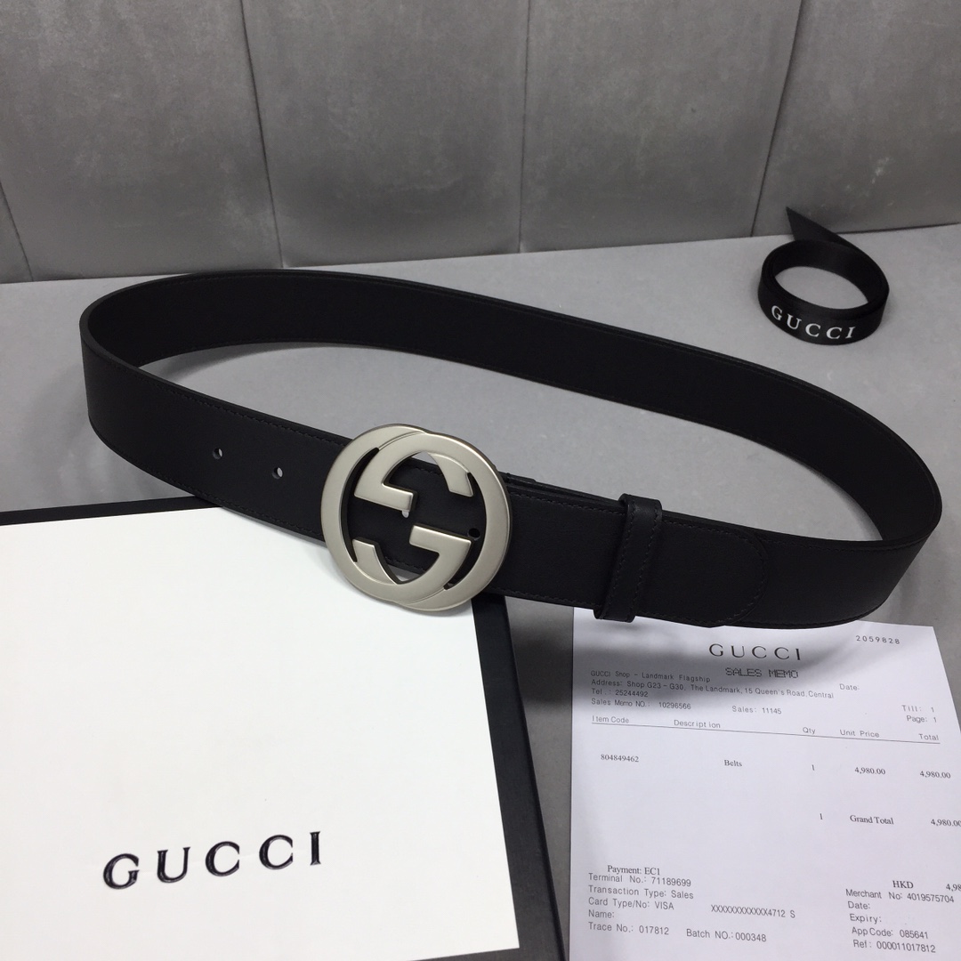 配全套包装礼盒GUCCI修长真皮腰带