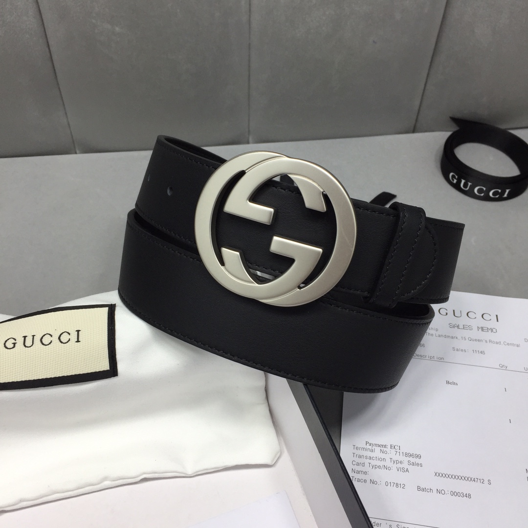 配全套包装礼盒GUCCI修长真皮腰带