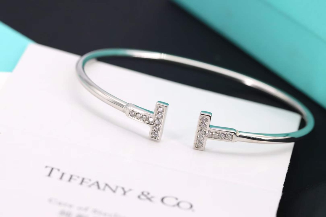 Tiffany & Co. Tiffany&Co. T系列 满钻 纯银双T手镯