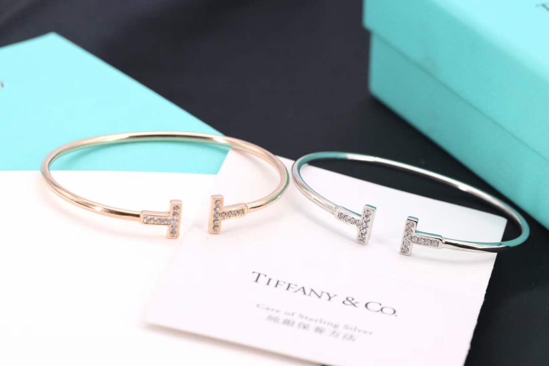 Tiffany & Co. Tiffany&Co. T系列 满钻 纯银双T手镯