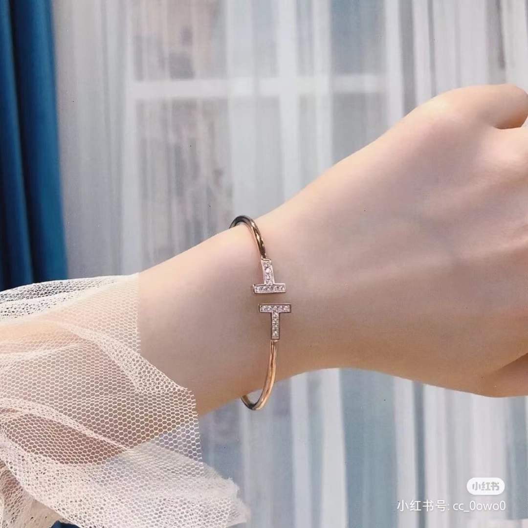 Tiffany & Co. Tiffany&Co. T系列 满钻 纯银双T手镯