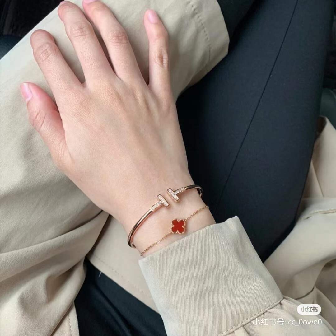 Tiffany & Co. Tiffany&Co. T系列 满钻 纯银双T手镯