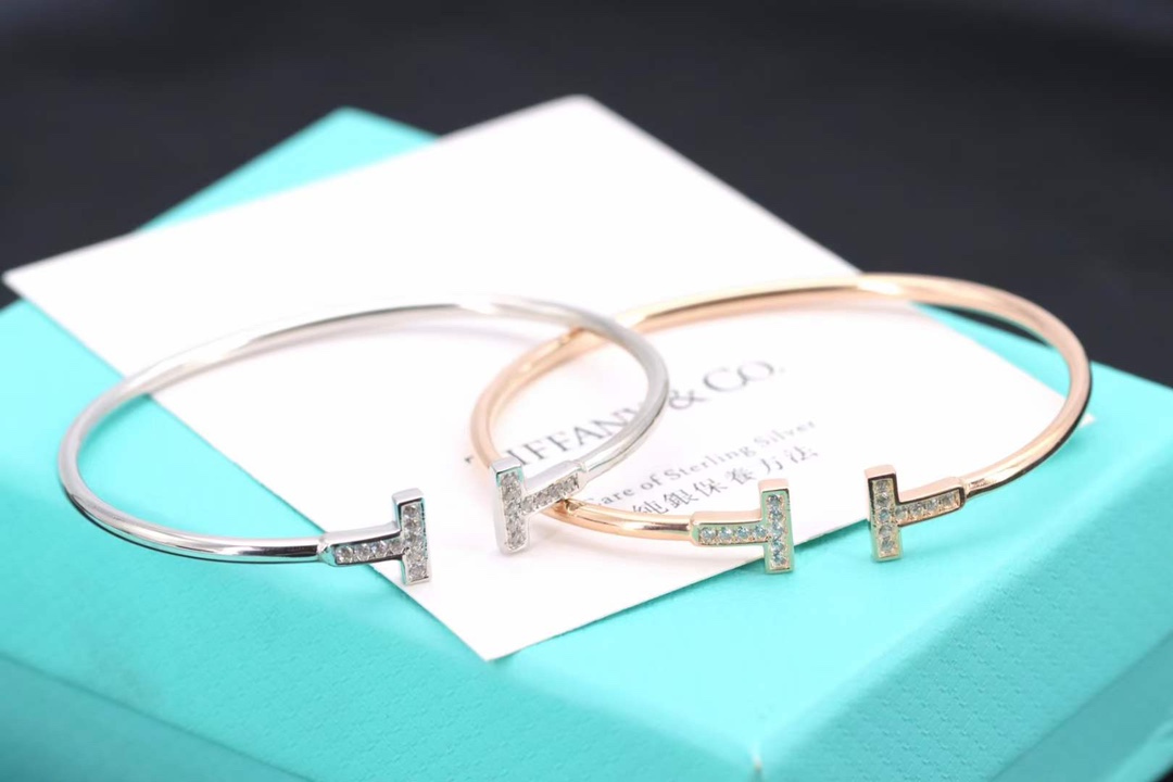 Tiffany & Co. Tiffany&Co. T系列 满钻 纯银双T手镯