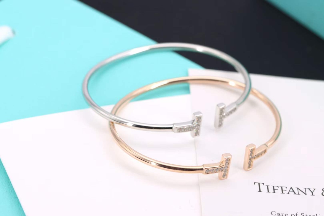 Tiffany & Co. Tiffany&Co. T系列 满钻 纯银双T手镯