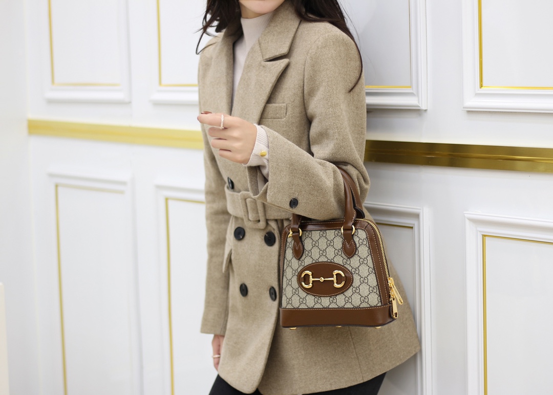GUCCI 1955马衔扣系列Mini贝壳包 640716棕色
