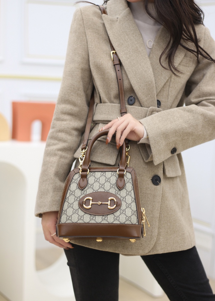 GUCCI 1955马衔扣系列Mini贝壳包 640716棕色