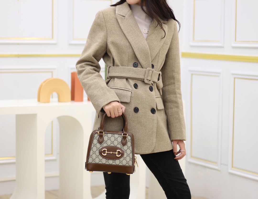 GUCCI 1955马衔扣系列Mini贝壳包 640716棕色