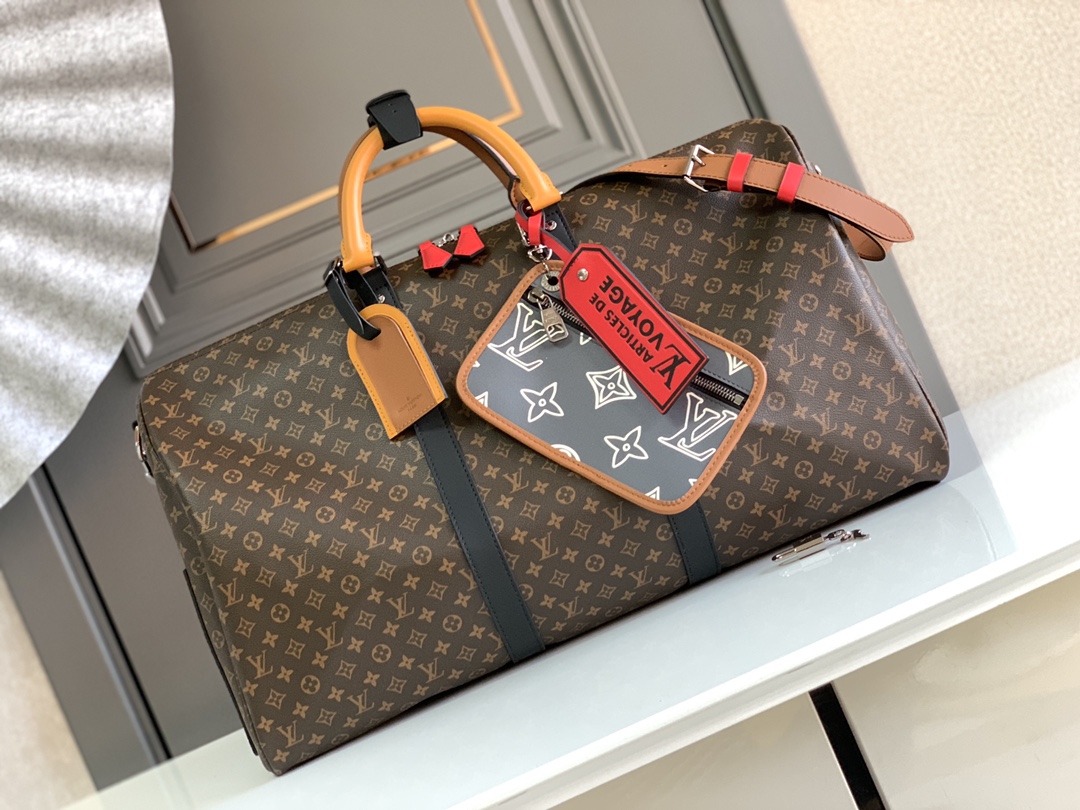 Louis Vuitton LV Keepall Travel Bags Monogram Canvas Cowhide Fabric Fall/Winter Collection M56856