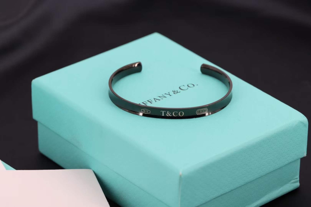 Tiffany & Co. 蒂芙尼Tiffany 1837黑色钛金情侣手镯 浪漫520情人节之礼…
