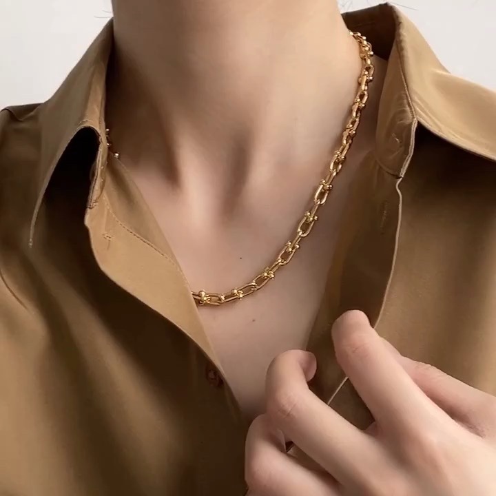 Tiffany & Co. Tiffany&Co.黄金u型竹节项链 55cm