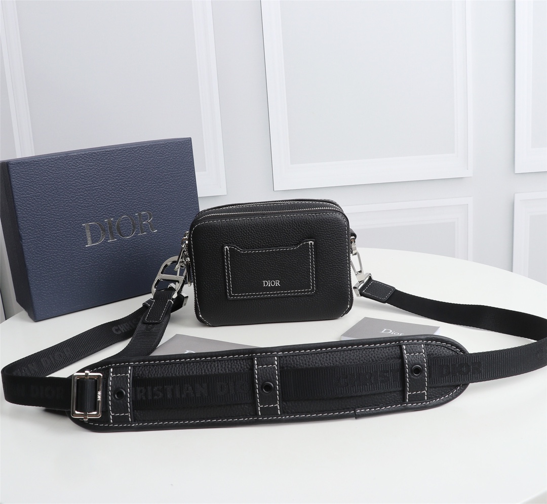 Dior Clutches & Pouch Bags Crossbody & Shoulder Bags Black White Men Calfskin Cowhide Genuine Leather