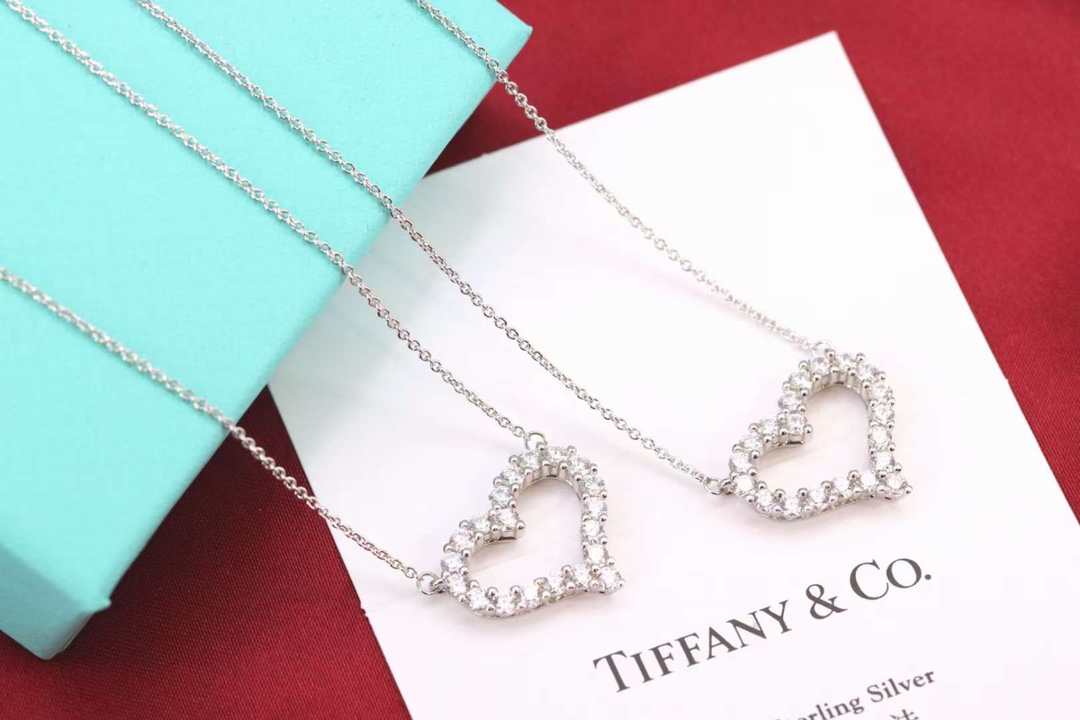 Tiffany & Co. Tiffany&Co 大号满钻爱心 锁骨项链