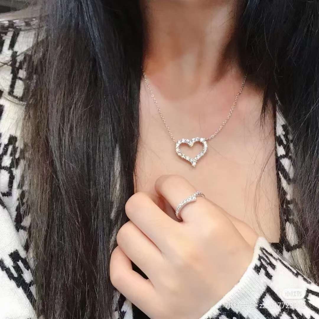 Tiffany & Co. Tiffany&Co 大号满钻爱心 锁骨项链