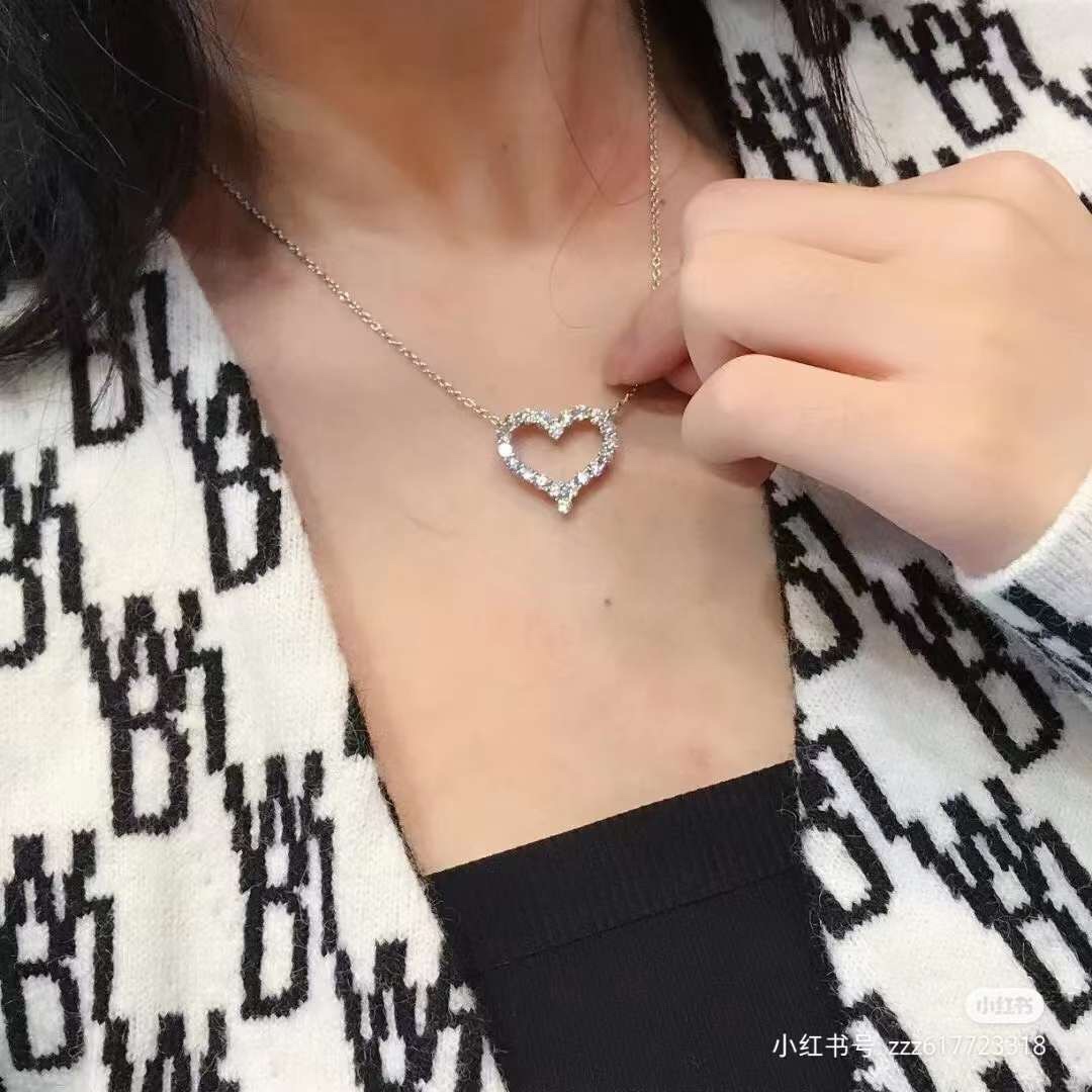 Tiffany & Co. Tiffany&Co 大号满钻爱心 锁骨项链