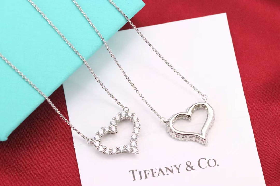 Tiffany & Co. Tiffany&Co 大号满钻爱心 锁骨项链