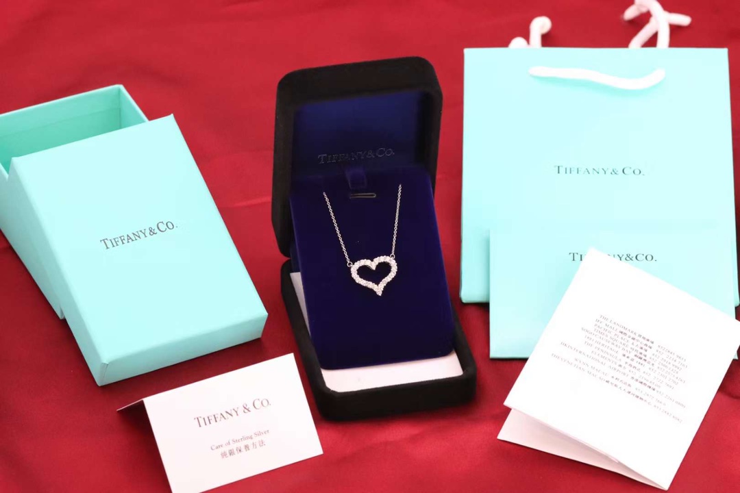 Tiffany & Co. Tiffany&Co 大号满钻爱心 锁骨项链