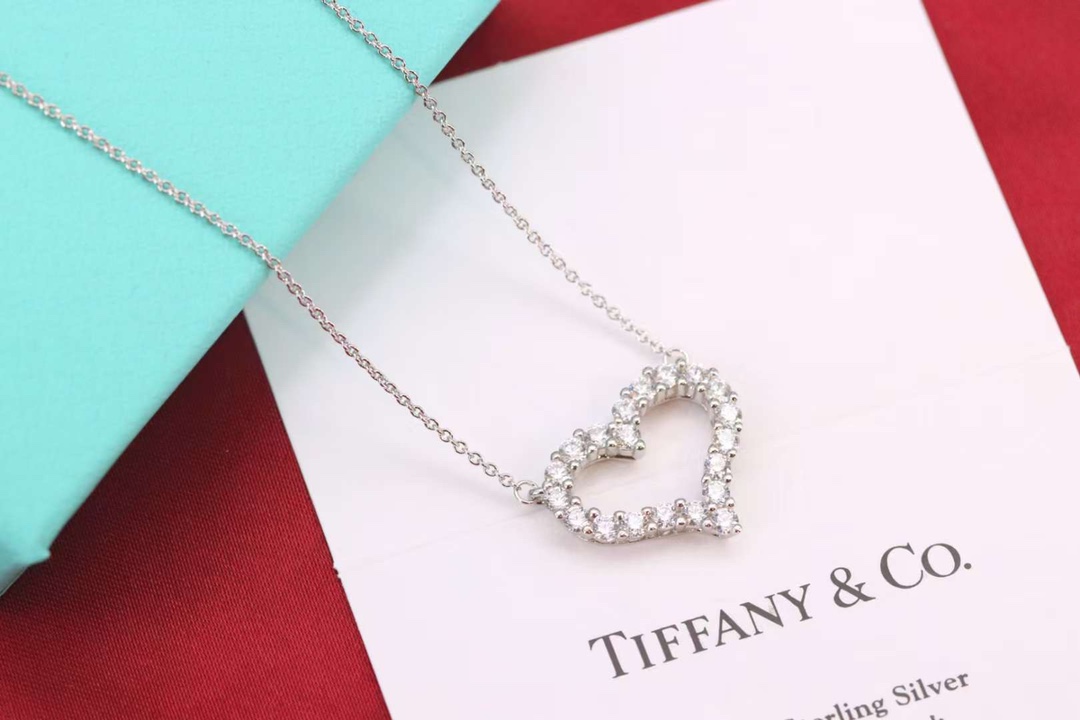 Tiffany & Co. Tiffany&Co 大号满钻爱心 锁骨项链