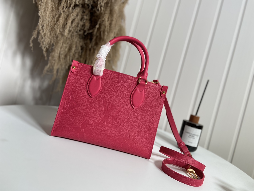 Louis Vuitton LV Onthego Tote Bags Red Cowhide M45661