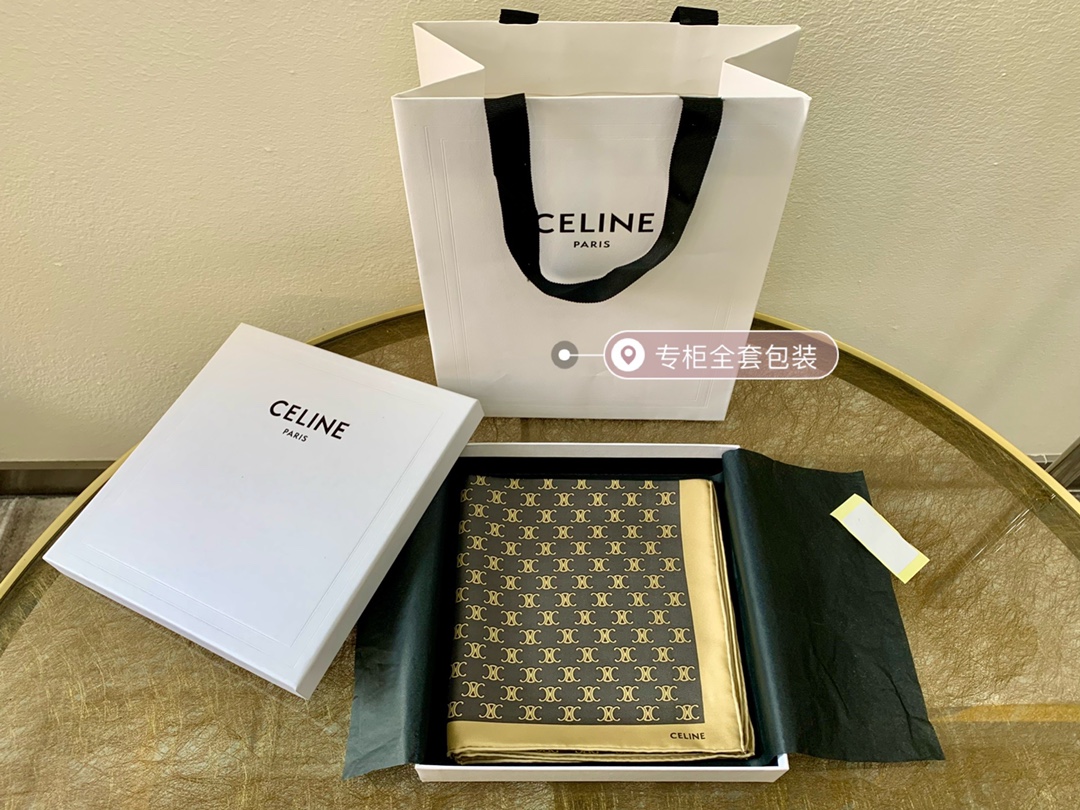 Celine赛琳凯旋门标志Celine triomphe真丝方巾