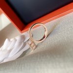 Hermes Jewelry Ring- Rose Gold Set With Diamonds 925 Silver