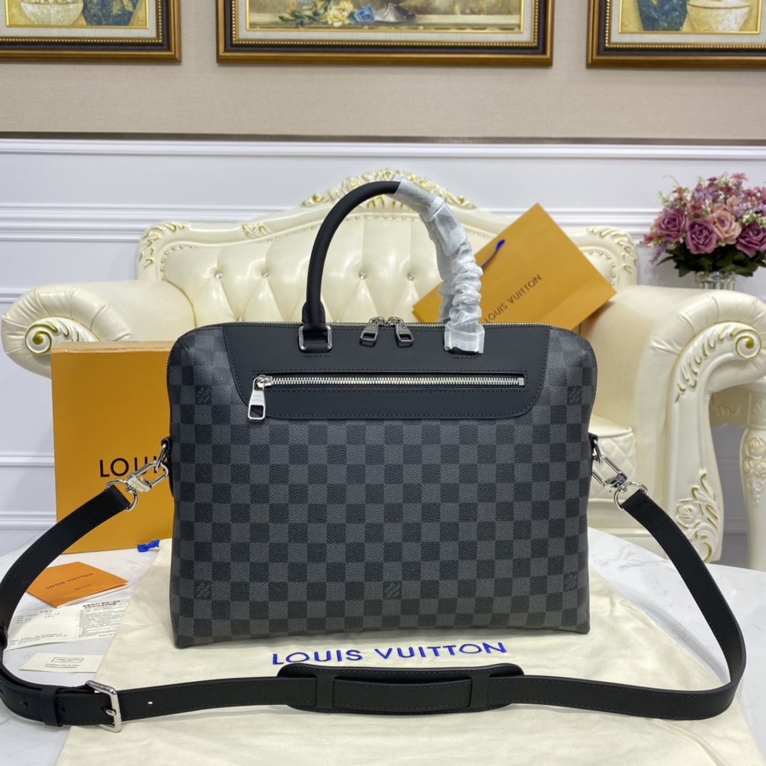 The Best Quality Replica
 Louis Vuitton LV Porte-Documents Jour Bags Briefcase Black Grid Men Damier Graphite Canvas Casual N48260