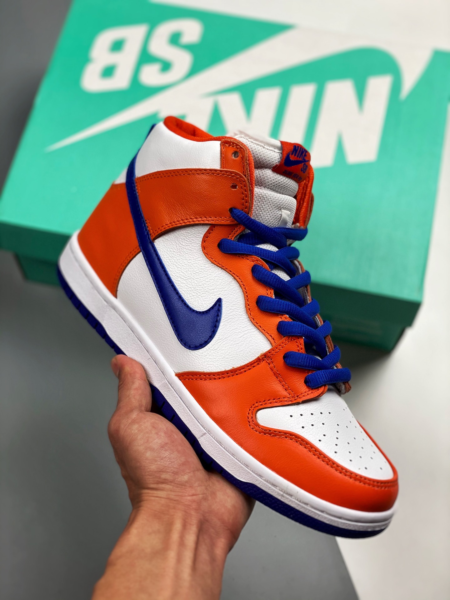 Nike SB Dunk High Danny Supa, cuatro grandes, blanco, azul y naranja, producción original de gran fábrica #etiqueta tej…