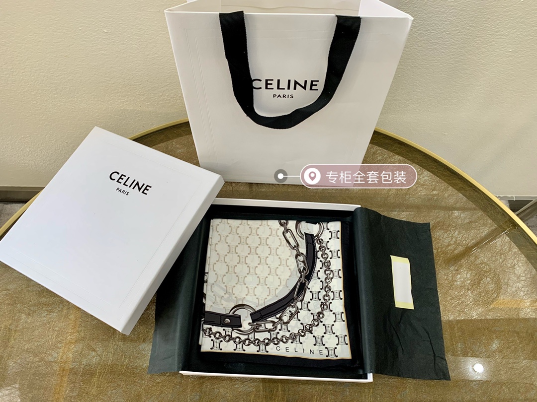 CELINE赛琳凯旋门标志100真丝方巾