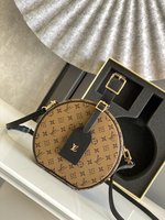 The Best Affordable
 Louis Vuitton LV Boite Chapeau Handbags Cylinder & Round Bags Gold Canvas Lambskin Sheepskin M43510