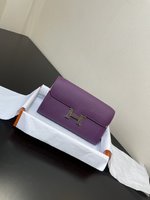 Hermes Constance Crossbody & Shoulder Bags Anemone Purple Silver Hardware Epsom