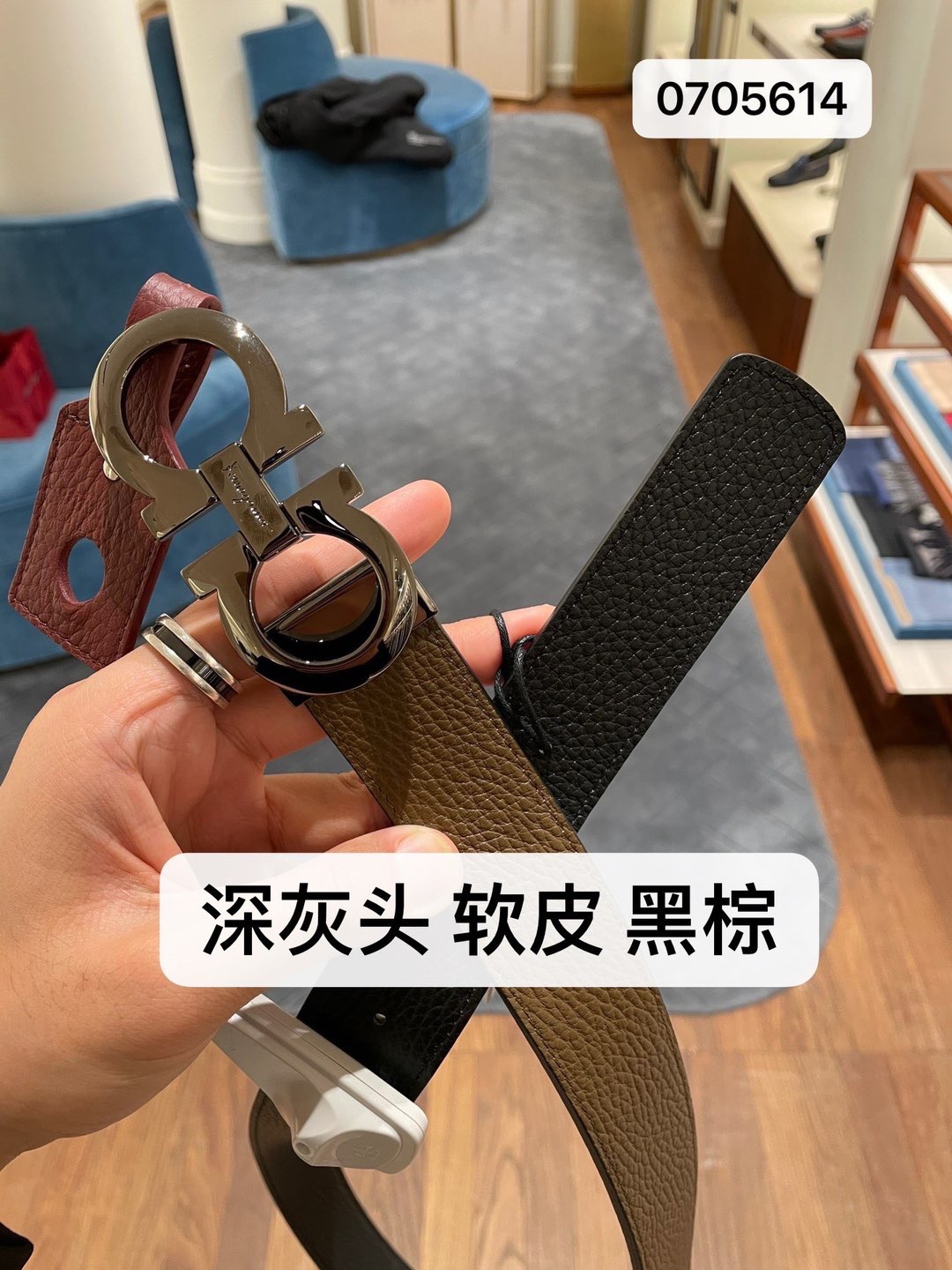 Ferragamo 国现 Ferragamo菲拉格慕 男士皮带 枪色黑棕 双面可用，可自由裁剪 尺码更合身，附件