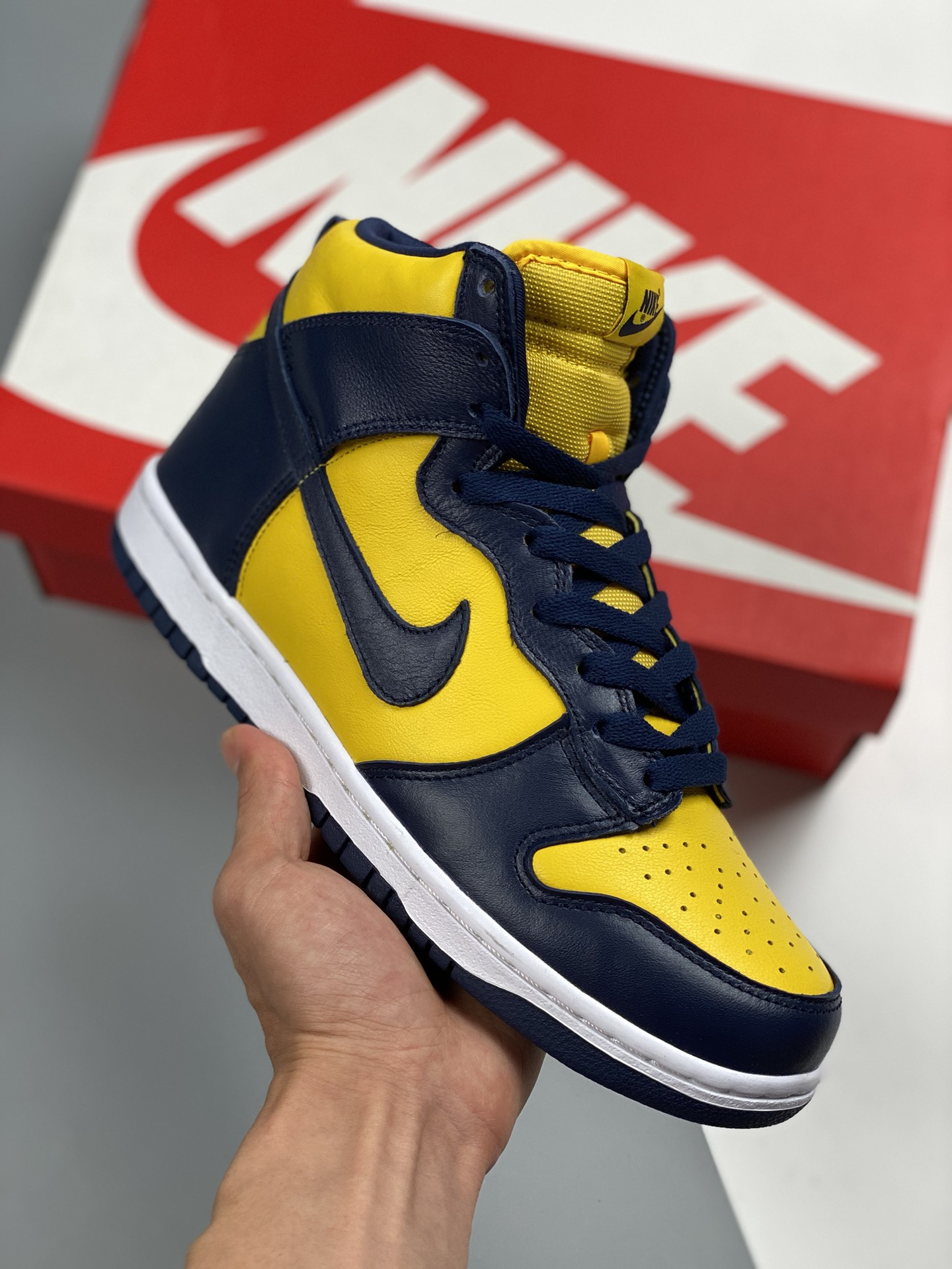 Nike SB Dunk Hi SP "Michgan" reedición 2020, Michigan, producción original de gran fábrica #Etiqueta tejida de fábrica …