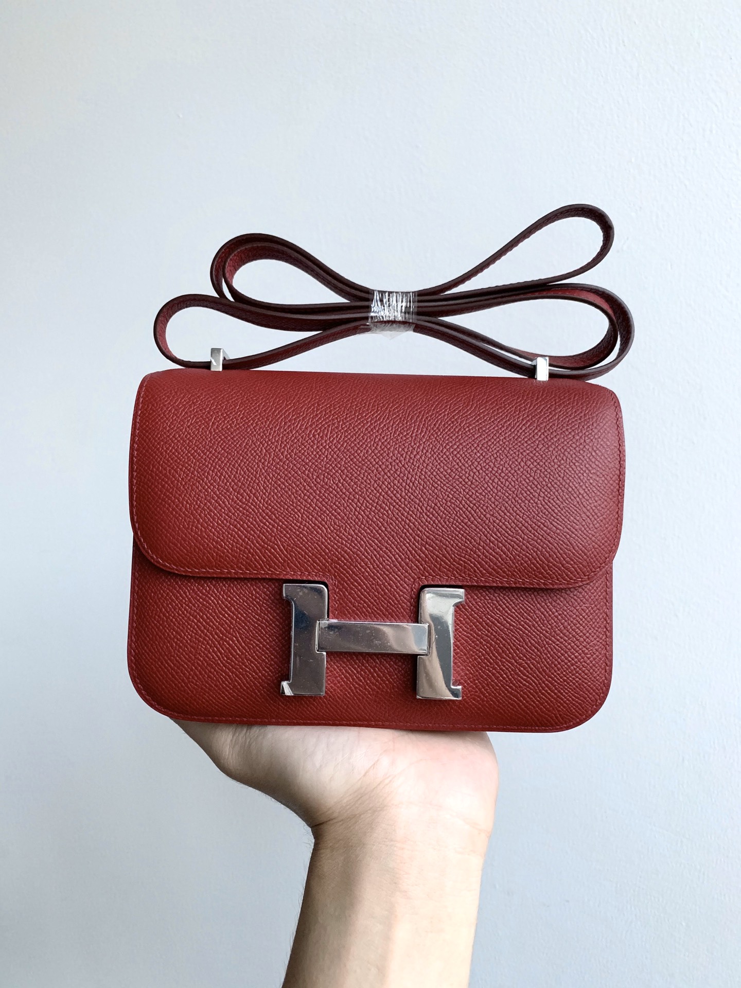 Hermès Constance 19 ep [Pomegranate Red] Silver Buckle