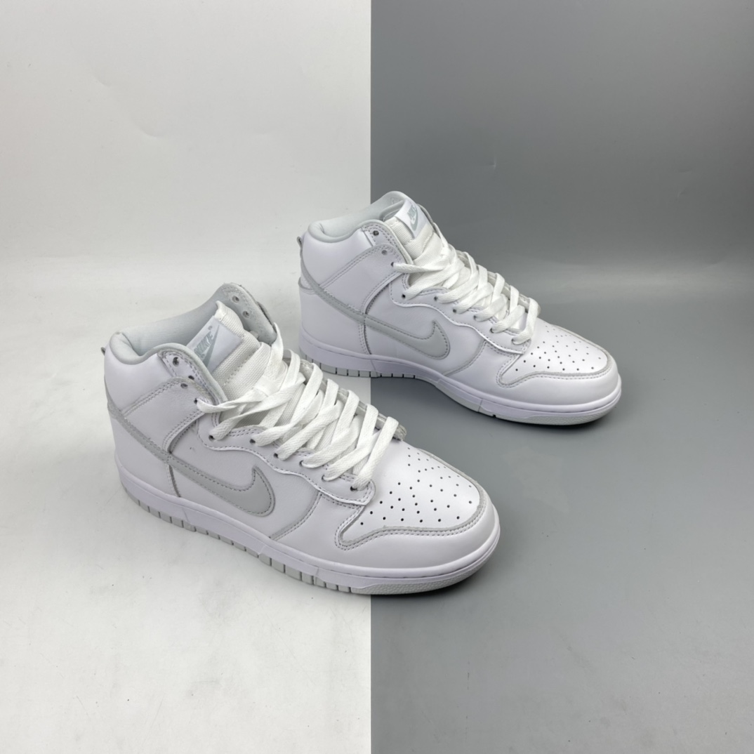 320 Nike SB Dunk High”Pure Platinum” 白灰 扣篮系列高帮休闲运动滑板板鞋 CZ8149-101