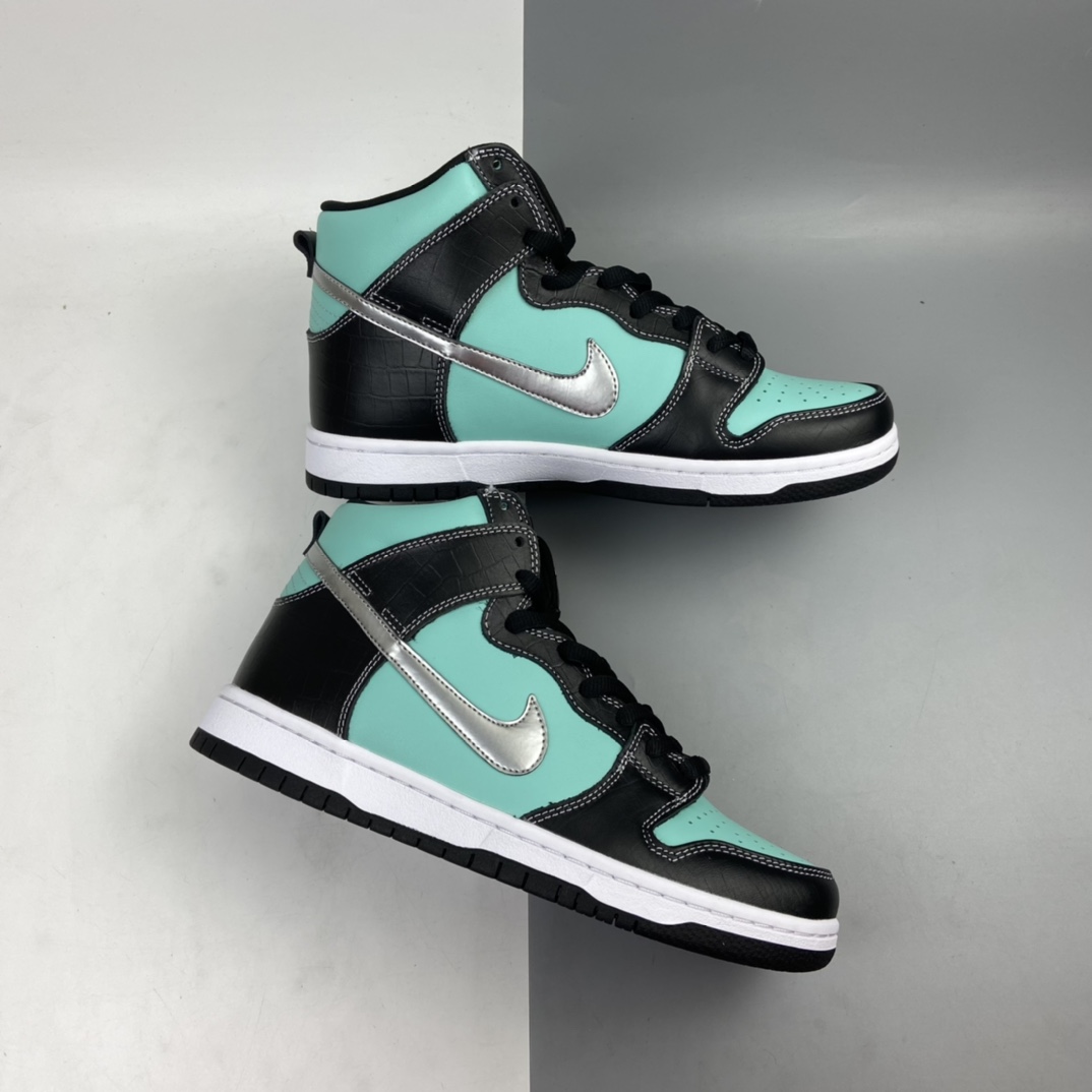 360 Nike SB x DiamondDunk Hi ”Tiffany” 联名 冰蓝 高帮休闲滑板鞋 653599-400