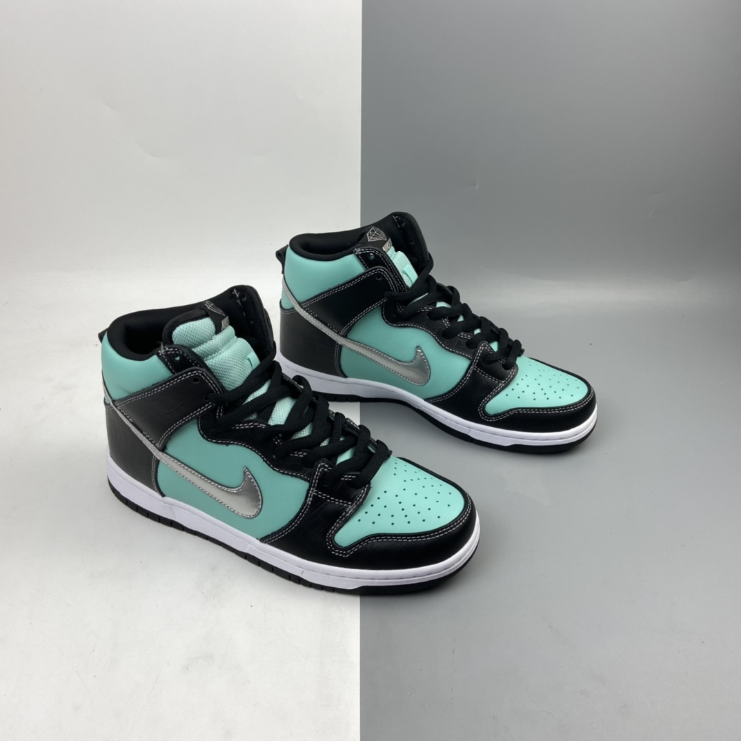 360 Nike SB x DiamondDunk Hi ”Tiffany” 联名 冰蓝 高帮休闲滑板鞋 653599-400