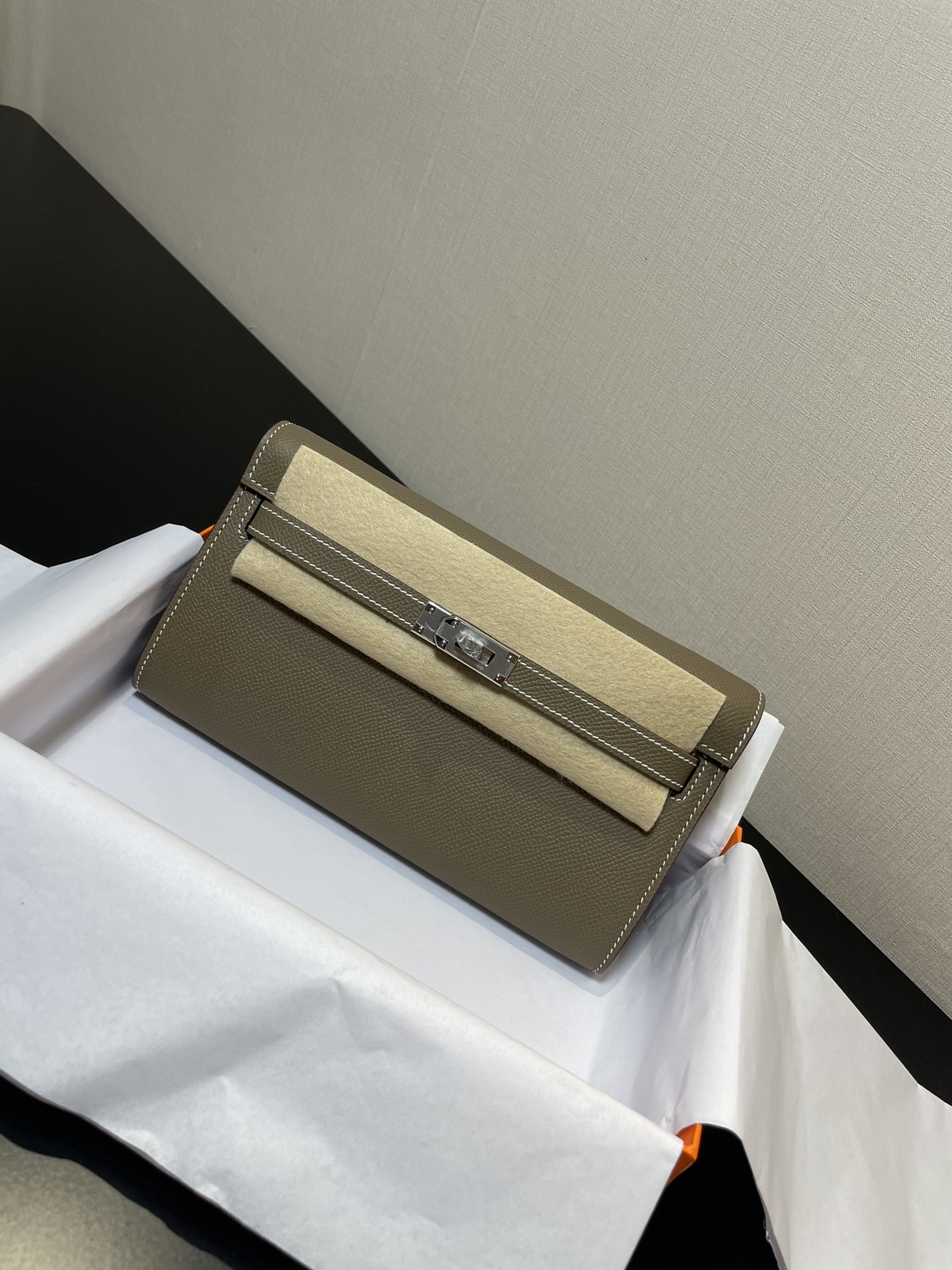 Hermes Kelly Elephant Grey Cinzento Hardware Prata Epsom