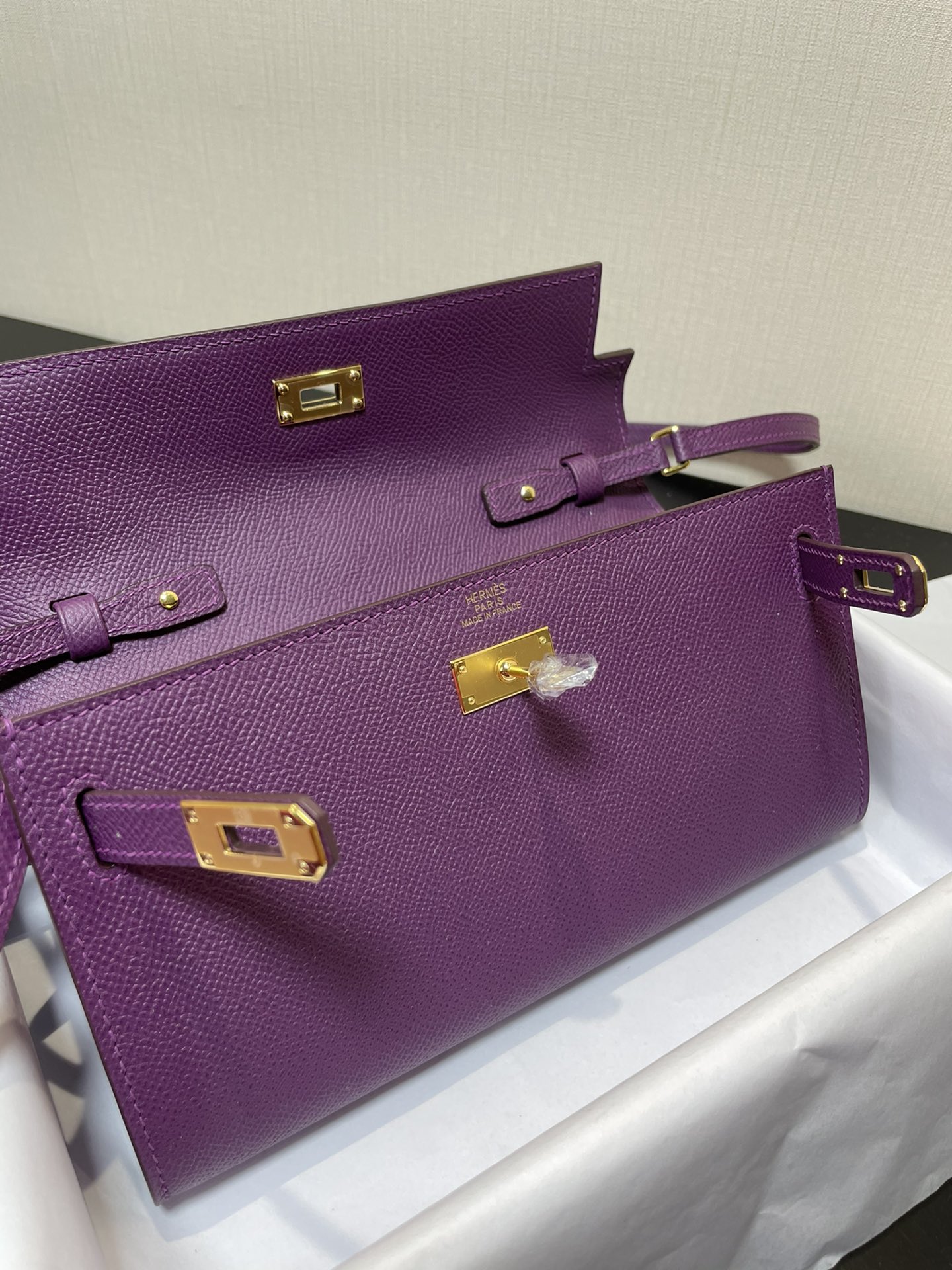 Hermès Kelly woc hot-selling model, everyone must pay, practical, multi-purpose, detailed picture color anemone purple, leather epsom [ready stoc