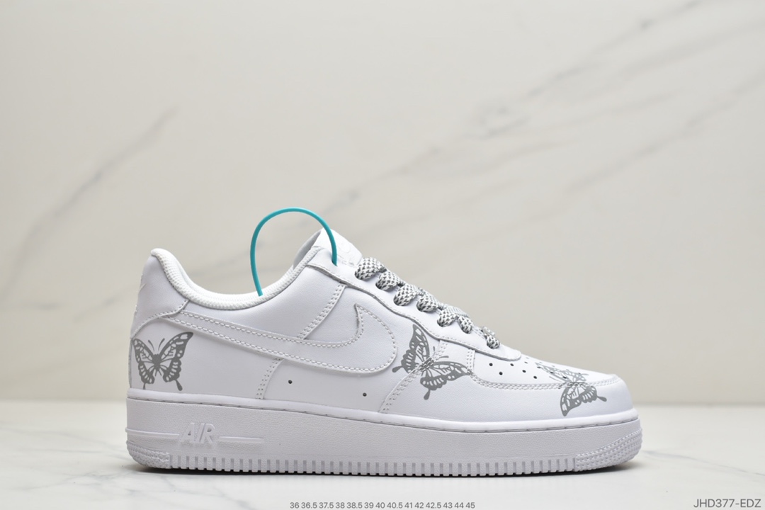 190 耐克Nike Air Force1 low 07 空军一号鞋蝴蝶反光手绘涂鸦  N-0255