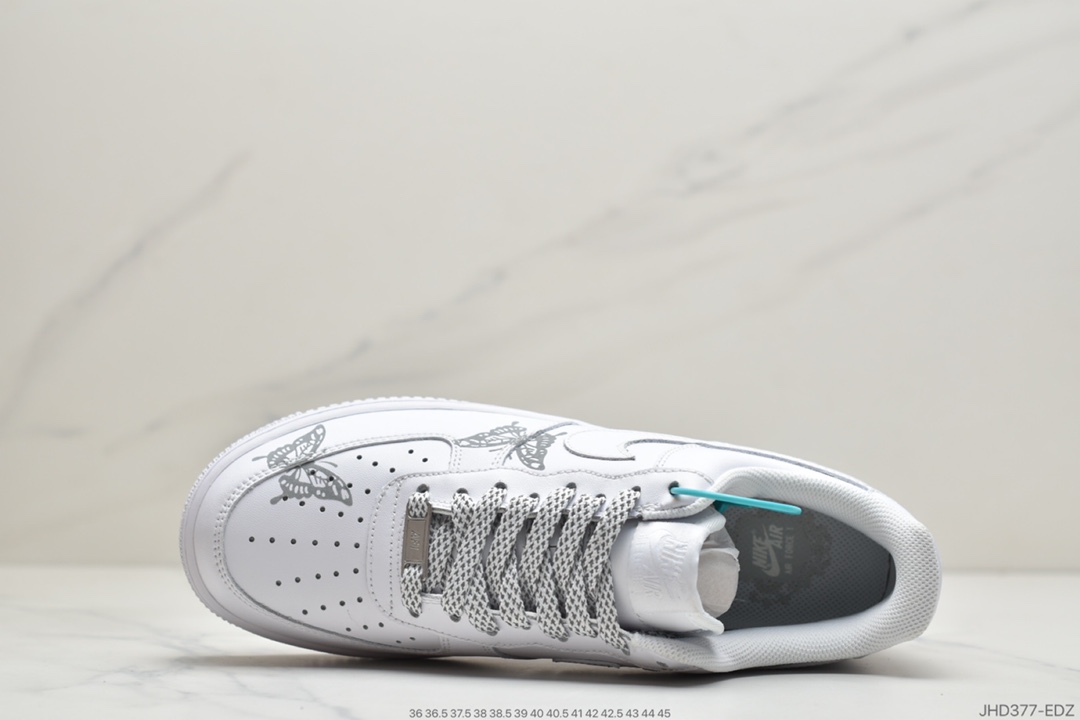 190 耐克Nike Air Force1 low 07 空军一号鞋蝴蝶反光手绘涂鸦  N-0255