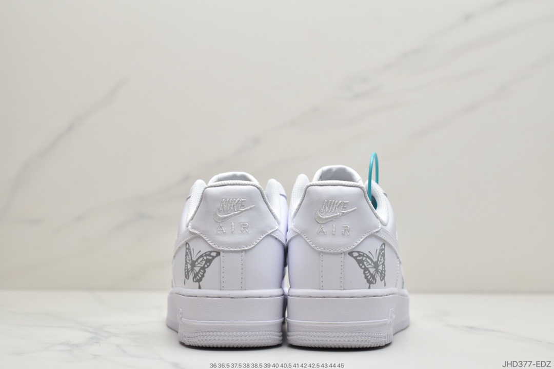 190 耐克Nike Air Force1 low 07 空军一号鞋蝴蝶反光手绘涂鸦  N-0255